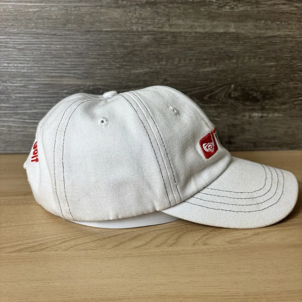 TGA Premier Golf Hat Cap Strap Back Mens White Red Golf Embroidered Adult Sports